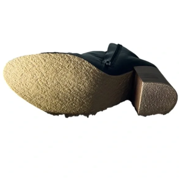 Madison Dacia Black Leather Ankle Booties | Chunky Heel | Side Zip | Size 6.5 - Picture 7 of 7